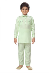 Ahhaaaa Kids Indian Ethnic Kurta and Payjama Pathani Suit For Boys Light Green