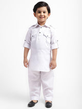 Ahhaaaa Kids Indian Ethnic Kurta and Payjama Pathani Suit For Boys White