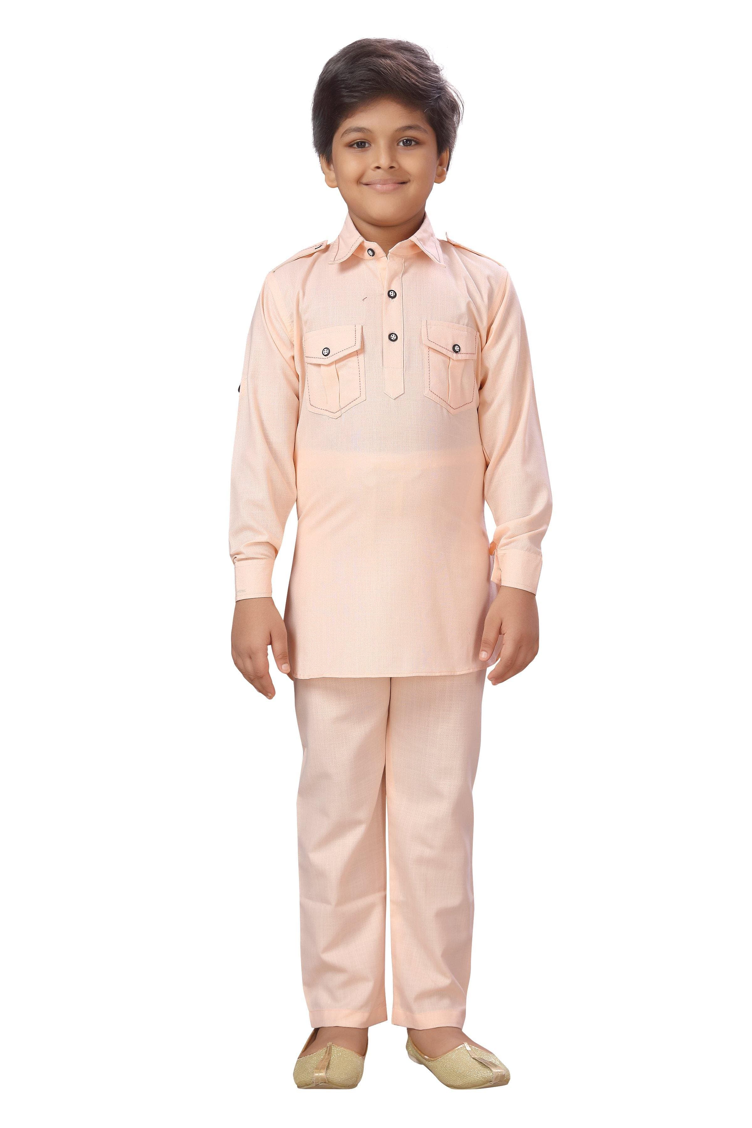 Ahhaaaa Kurta and Payjama (Pathani Suit) For Boys Peach