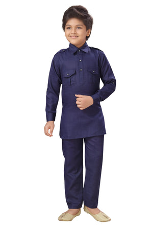 Ahhaaaa Kurta and Payjama (Pathani Suit) For Boys Navy
